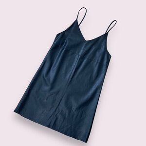 FAUX LEATHER BLACK SHIFT DRESS